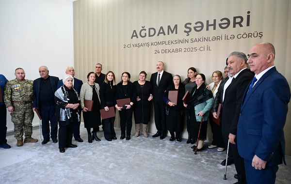 Президент Ильхам Алиев принял участие в открытии 2-го жилого комплекса в Агдаме