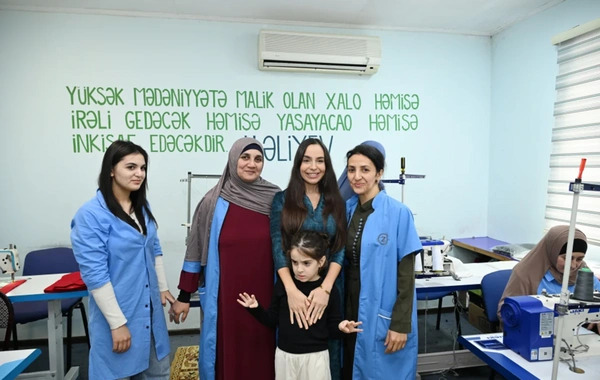 Leyla Əliyeva Şamaxıda sosial tikiş müəssisəsinin fəaliyyəti ilə tanış olub