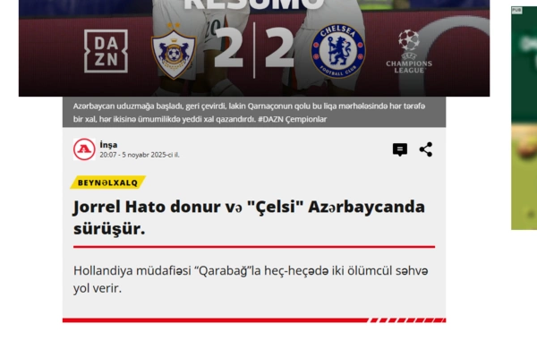 "Qarabağ" ingilislərə ŞOU GÖSTƏRDİ - Dünya bizdən DANIŞIR