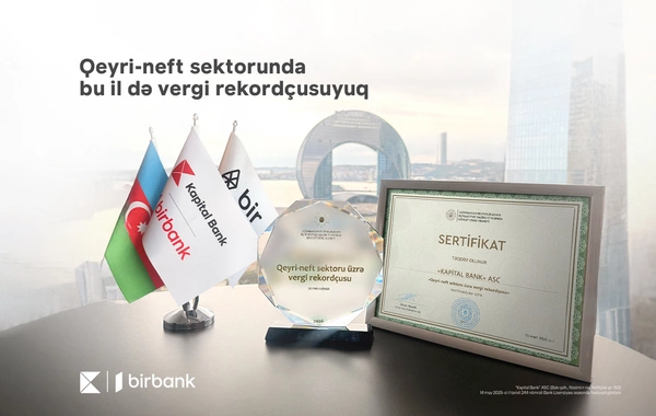 Kapital Bank qeyri-neft sektoru üzrə vergi rekordçusu ünvanını qoruyur