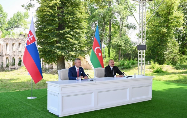 Azərbaycan və Slovakiya prezidentləri mətbuata bəyanatlarla çıxış ediblər