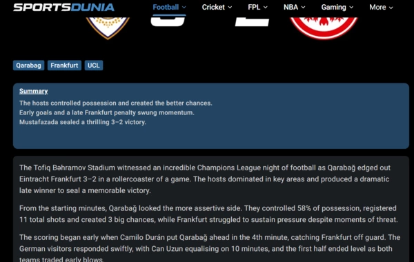 "Qarabağ"ın qələbəsi dünyanın DİQQƏTİNDƏ - "Bakının dondurucu soyuğundan qaçdılar"