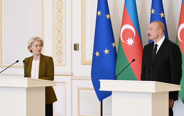 İlham Əliyev və Ursula fon der Lyayen mətbuata bəyanatlarla çıxış ediblər