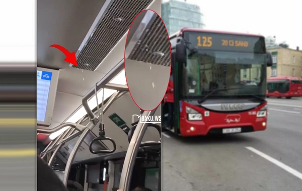 BakuBus avtobusuna su damıb - Sərnişinlər narazıdır