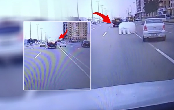 Yük maşınından düşən çən qəza şəraiti yaratdı