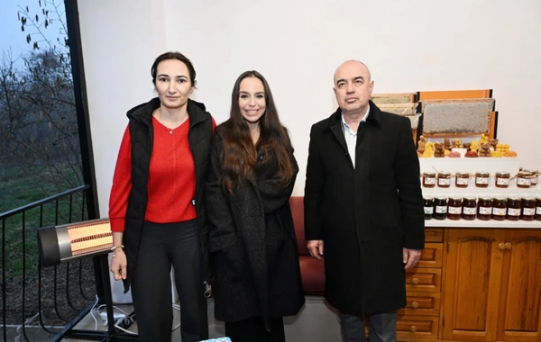 Leyla Əliyeva Qubada arıçı ailəsinin qonağı olub