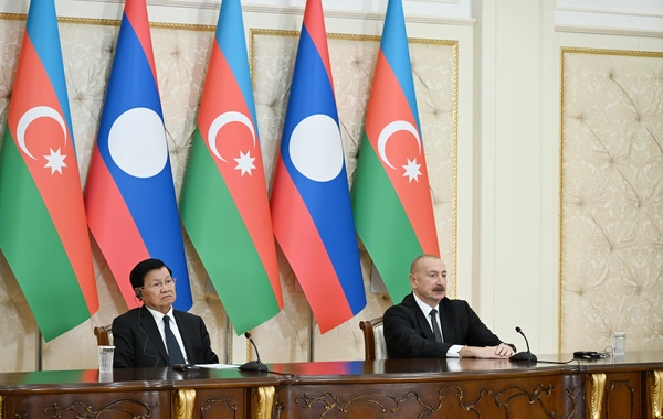 Azərbaycan və Laos prezidentləri mətbuata bəyanatlarla çıxış ediblər