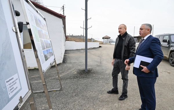 Президент Ильхам Алиев ознакомился с работами, проделанными в селе Чылдыран Агдеринского района