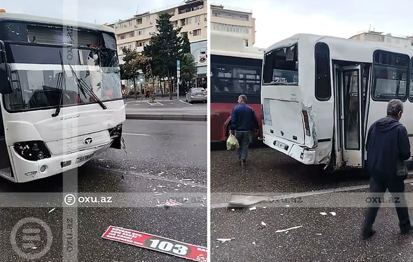 Bakıda iki sərnişin avtobusu toqquşdu