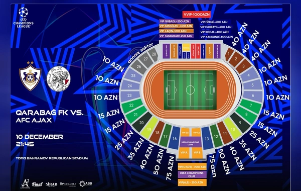 Çempionlar Liqası: Qarabağ - Ayaks oyununun biletləri satışa çıxarılıb