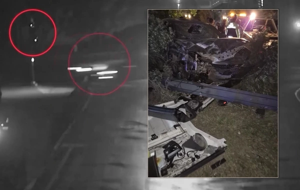 Serious accident in Baku: traffic light couldn't withstand the impact