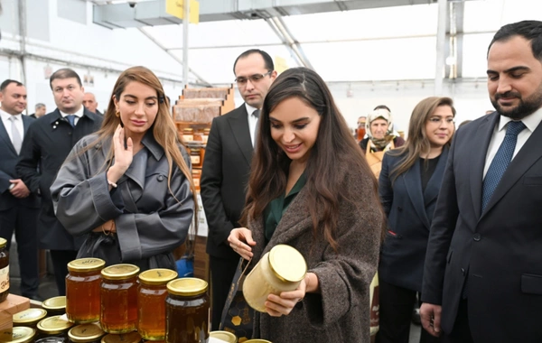 Leyla Əliyeva və Arzu Əliyeva arıçılıq məhsullarının sərgi-satış yarmarkasını ziyarət ediblər
