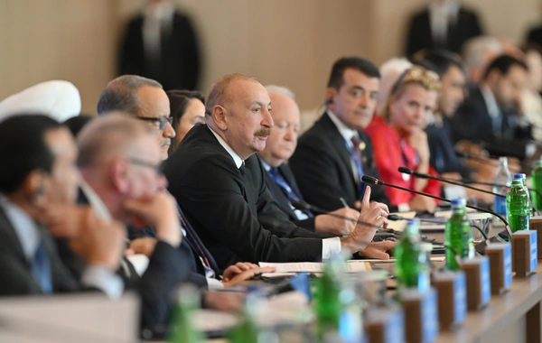 İlham Əliyev VII Ümumdünya Mədəniyyətlərarası Dialoq Forumunun açılışında çıxış edib