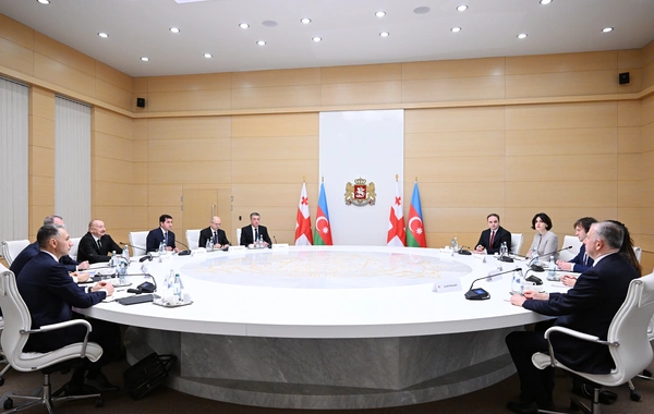 Prezident İlham Əliyevin Gürcüstanın Baş naziri İrakli Kobaxidze ilə geniş tərkibdə görüşü olub