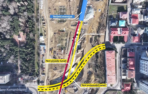 Кадры нового туннеля между электродепо "Дарнагюль" и станциями "28 Мая" - "Джафар Джаббарлы"