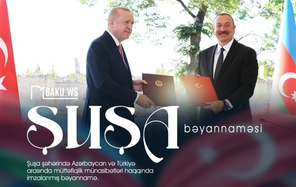 Azərbaycanla Türkiyə arasında imzalanan Şuşa bəyannaməsinin 5 ili tamam oldu