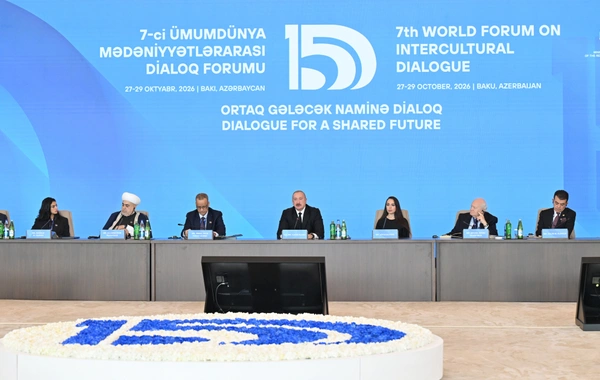 İlham Əliyev VII Ümumdünya Mədəniyyətlərarası Dialoq Forumunun açılışında çıxış edib