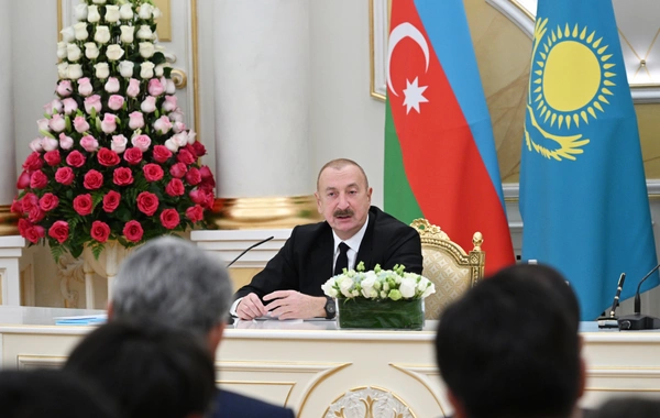Azərbaycan və Qazaxıstan prezidentləri mətbuata bəyanatlarla çıxış ediblər
