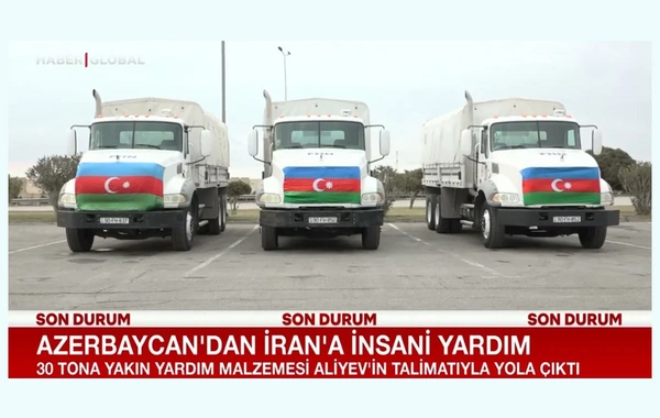 Haber Global Azərbaycandan İrana göndərilən humanitar yardımla bağlı süjet hazırlayıb