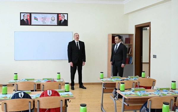 Prezident İlham Əliyev İsmayıllıda Talıstan liseyinin binasının açılışında iştirak edib