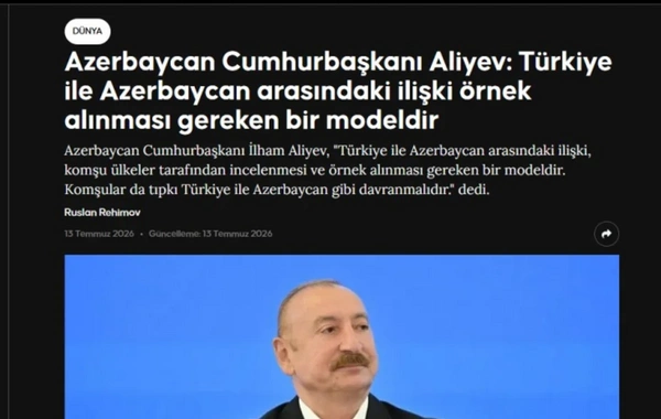 Azərbaycan Prezidentinin IV Şuşa Qlobal Media Forumundakı çıxışı Türkiyə mediasının diqqət mərkəzindədir