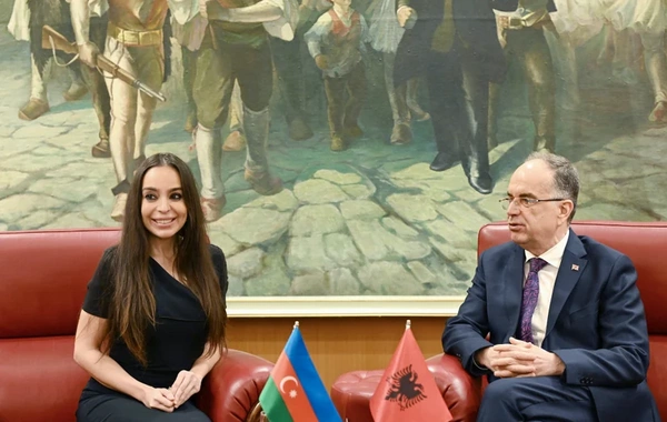 Leyla Əliyeva Tiranada Albaniya Prezidenti Bayram Beqay ilə görüşüb