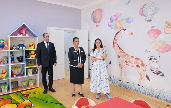 Лейла Алиева приняла участие в открытии яслей-детских садов, построенных в Шамахы