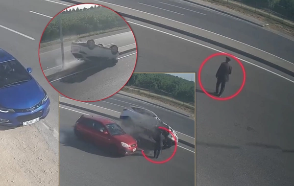 Pedestrian caused a terrible accident in Baku - VIDEO