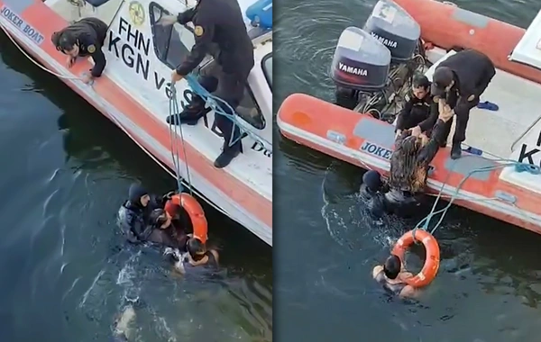 Bulvarda suya düşən kişi və qadın xilas edilib - ANBAAN GÖRÜNTÜLƏR