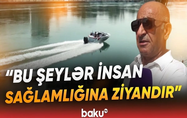 Mingəçevirdə Kür çayında hərəkətdə olan qayıq restorana çırpıldı