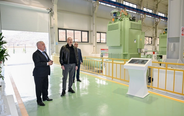 Prezident Ağdərədə "Qozlukörpü" Su Elektrik Stansiyasının açılışında iştirak edib