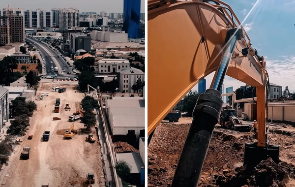 Ulduz metro stansiyasının qarşısındakı yolda tikinti işləri davam etdirilir