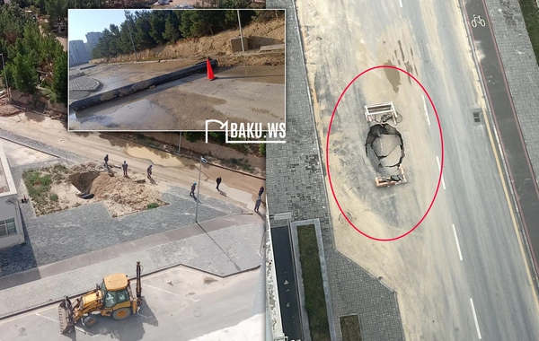 "Mida-2" yaşayış kompleksində su borusu partladı - Ərazini su basdı