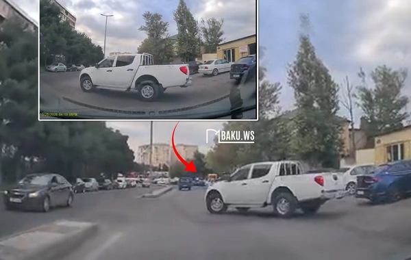 Bakıda nömrəsiz Pikapdan təhlükəli manevr - qəza şəraiti yaratdı