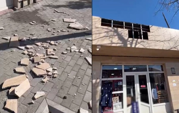 Avtovağzal ərazisində mərmər fasad qoparaq piyadanın üzərinə düşüb