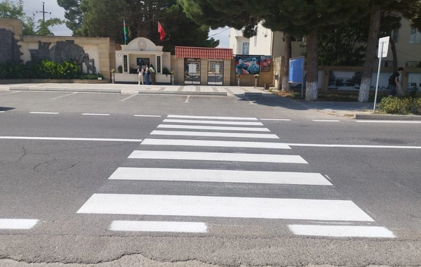 Şabran şəhərində yol nişanlanma işləri həyata keçirilib