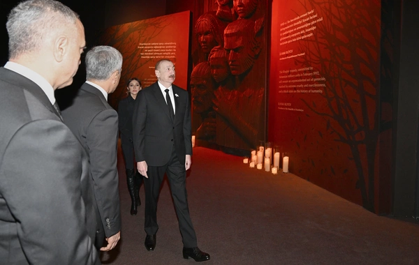 Prezident İlham Əliyev Xocalı Soyqırımı Memorialının açılışında iştirak edib