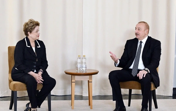 İlham Əliyevin Kazanda Yeni İnkişaf Bankının prezidenti ilə görüşü olub