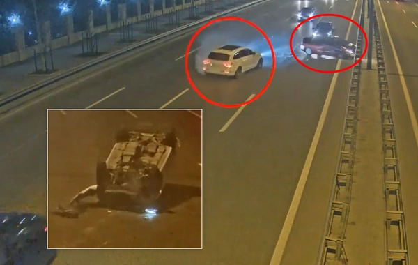 ЦИУТ распространил кадры момента жесткой аварии: Audi перевернулся, трое пострадали