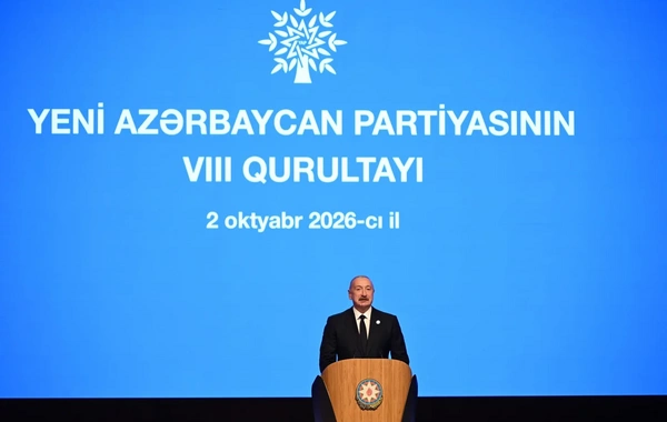 YAP-ın VIII Qurultayı keçirilib, İlham Əliyev çıxış edib