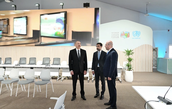 Prezident İlham Əliyev Bakı Olimpiya Stadionunun ərazisində WUF13 ilə bağlı görülən işlərlə tanış olub