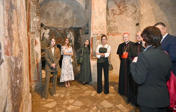 Мехрибан Алиева приняла участие в церемонии открытия проекта реставрации катакомб Святой Коммодиллы в Ватикане