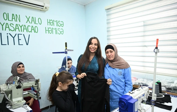Leyla Əliyeva Şamaxıda sosial tikiş müəssisəsinin fəaliyyəti ilə tanış olub