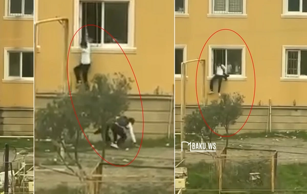 Masazırda məktəblilər bir-bir pəncərədən tullanıb dərsdən qaçdılar – ANBAAN VİDEO