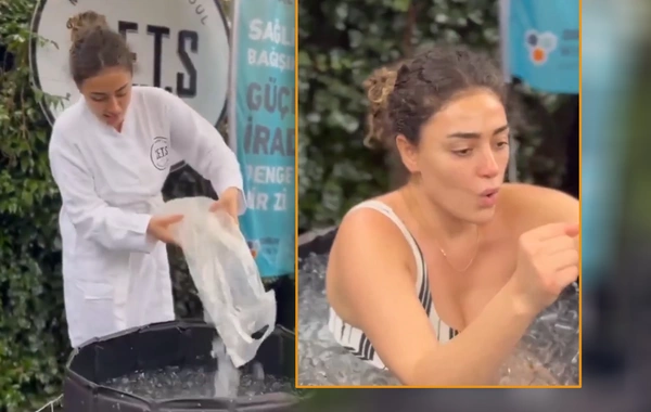 Tatlısesin qızı buzlu suya girib PAYLAŞDI