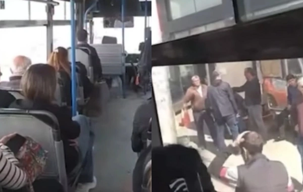Sürücü avtobusu yolun ortasında saxlayıb siqaret çəkdi