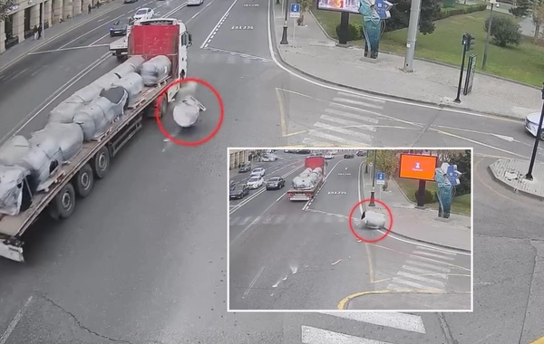 TIR-dan yola düşən çəllək TƏHLÜKƏ YARATDI - NİİM-dən XƏBƏRDARLIQ