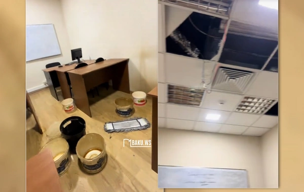 Azərbaycan Universitetinin dərs otağına yağış suları damıb?