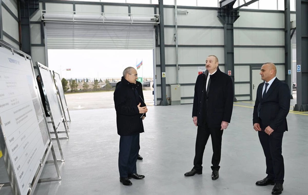 Президент принял участие в открытии завода в Сумгайытском промпарке