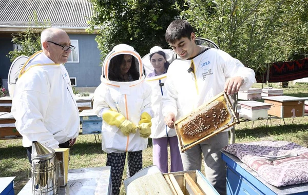 Leyla Əliyeva Qəbələdə "Gənc arıçı" layihəsinin iştirakçıları ilə görüşüb